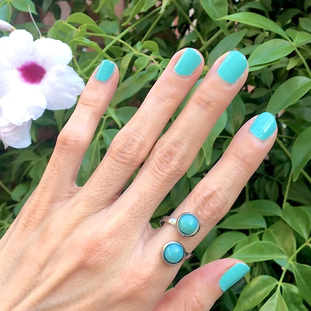 Turquoise + Silver Boho Adjustable Snake Ring